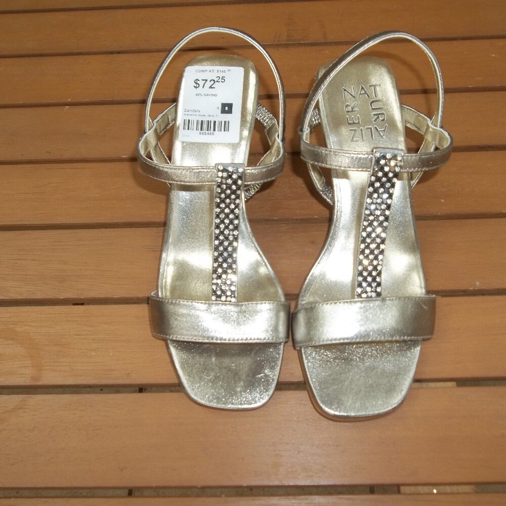 NATURALIZER GOLD DIAMOND STRAPPY HEELS 5